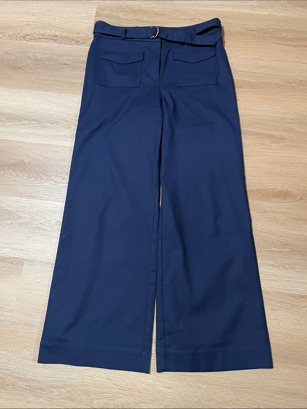 LOFT Navy Wide-Leg Pants with Belt